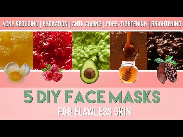 5 DIY FACE MASKS for flawless skin - Homemade Natural ACNE remedies / Anti Ageing etc | PEACHY