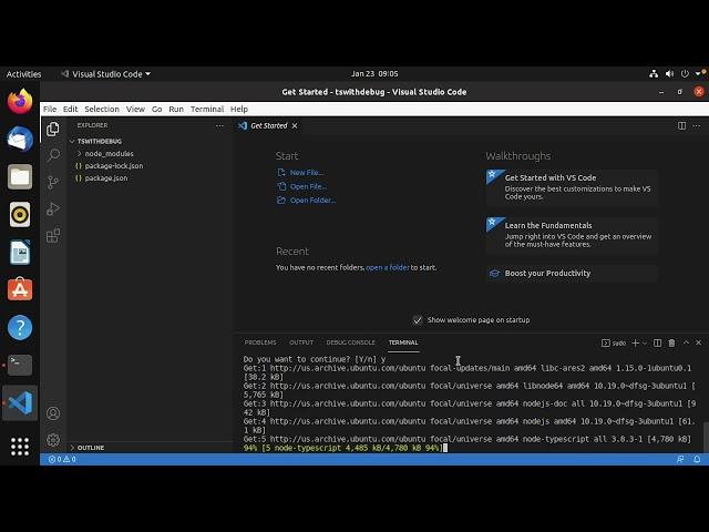 Create a TypeScript Project in Visual Studio Code with debug in less than 3 minutes.