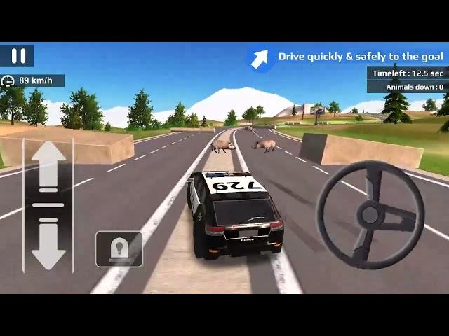 Police car offroad.Passage of initial levels.