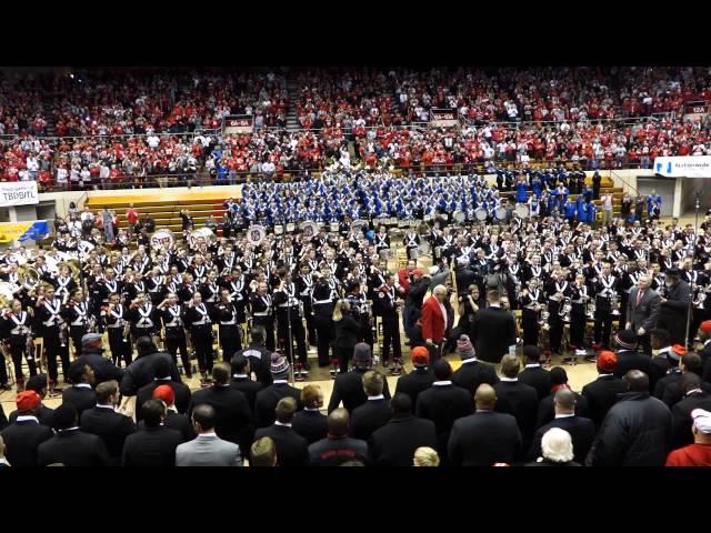 OSUMB TBDBITL Urban Meyer Team and Cris Carter at Skull Session and Sloopy 11 29 2014 OSU vs Michiga