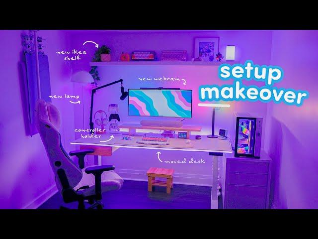 Gamer girl's setup makeover  cozy + rgb aesthetic pc setup