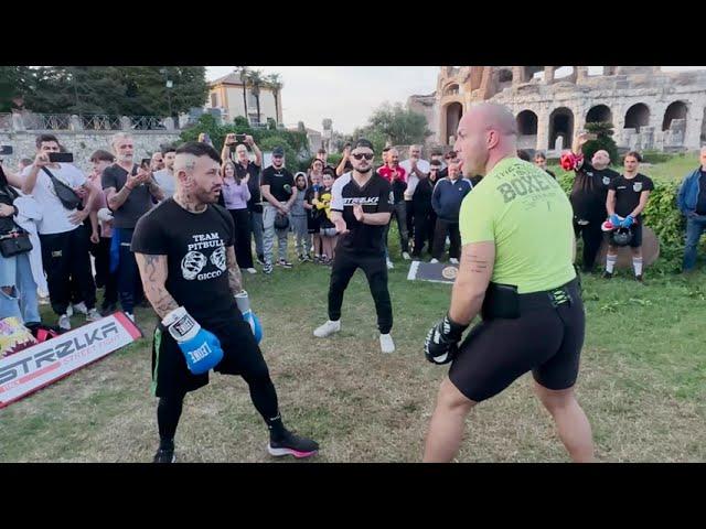 PITBULL 65kg vs Heavyweight PRO BOXER 100kg !!! Street Boxing in Italy!!! SPARTACUS ARENA