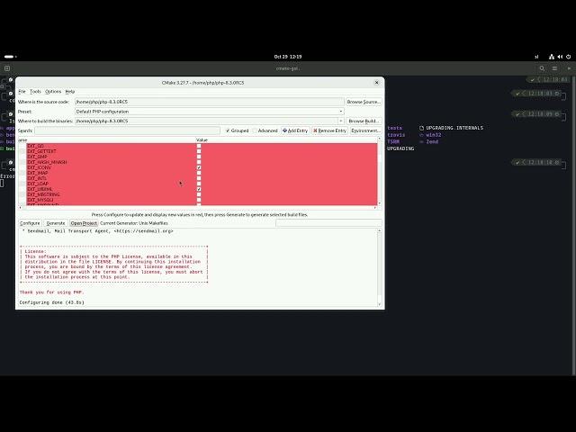 Using CMake GUI to build PHP