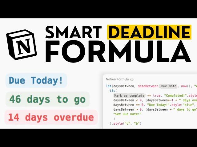 Smart Countdown Formula In Notion - EASY Notion Formulas