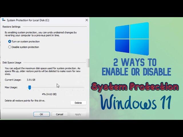 2 Ways to Enable/Disable System Protection on Windows 11 : Learn how to enable system protection