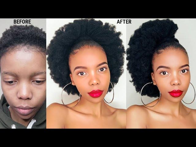 Afro Puff On Short 4c Natural hair| Full Afro puff ft Onaturalwigs | Drawstring ponytail