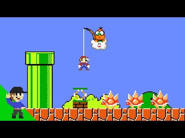 Mario tries to win by doing absolutely nothing in Super Mario Bros.