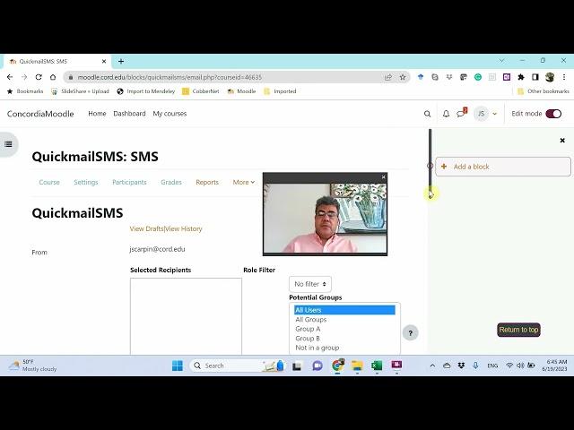 How do I text students (SMS) through Moodle (QuickmailSMS)?