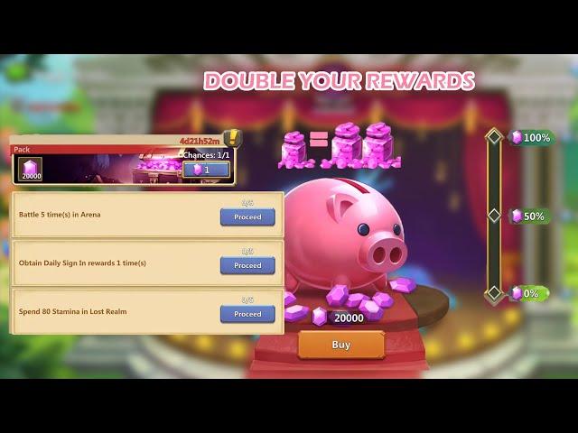 Castle Clash F2P - Piggy Bank Event. Buy 20K Gems, Get 60K Gems Back !!!!