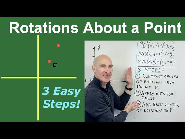 Rotation About a Point (Not Origin) 3 Easy Steps!