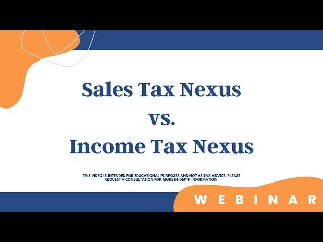 Sales Tax Nexus vs Income Tax Nexus