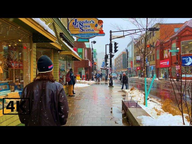 LIGHT SNOWFALL DOWNTOWN HALIFAX - CANADA - NOVA SCOTIA - 4K AMBIENCE