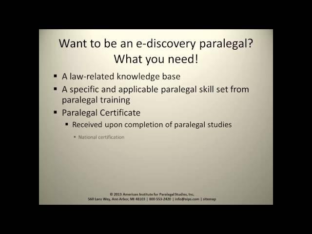 The Role of the E-Discovery Paralegal