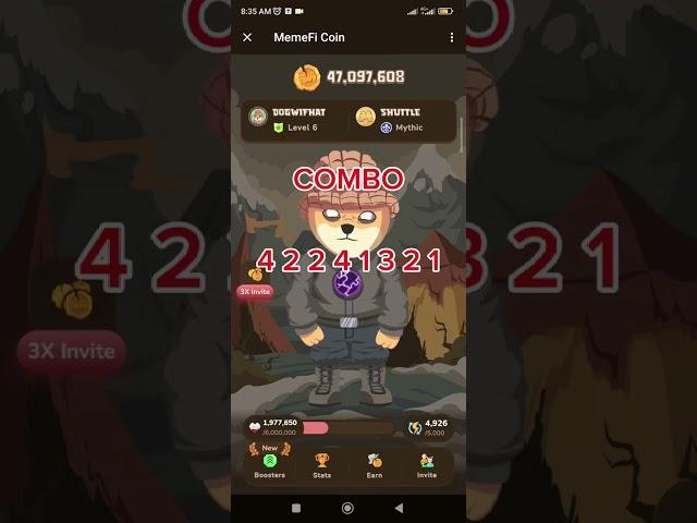 Memefi Daily Combo | June 28, 2024 | 4,000,000 coins | level 6 BOSS