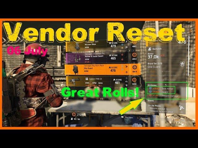 The Division 2 | Weekly Vendor Reset | Great Attribute Rolls!