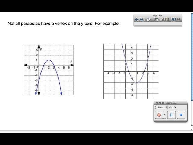 Calculating the Axis of Symmetry and Vertex of a Parabola