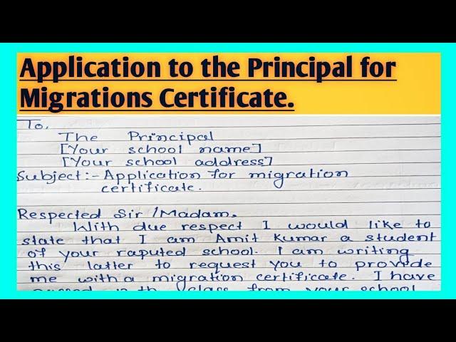 Application to the Principal for Migrations Certificate l Migration certificate request latter l