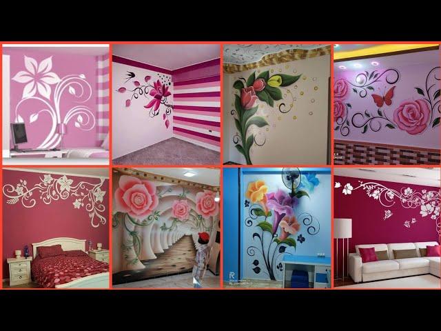 2022-23 flower wall paint||flower design for wall||easy wall paint designs#decorobsession