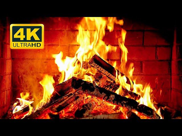  Cozy Fireplace 4K (12 HOURS). Fireplace with Crackling Fire Sounds. Fireplace Burning 4K