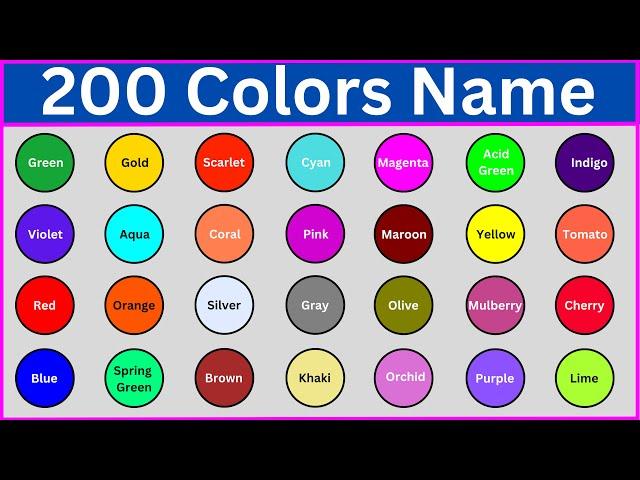 Amazing Colors Name || 200 Color Names You Need to Know