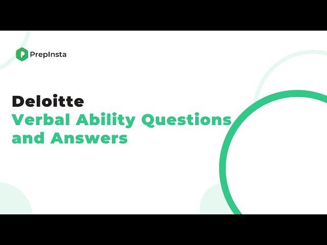 Deloitte English Verbal Ability Questions and Answers