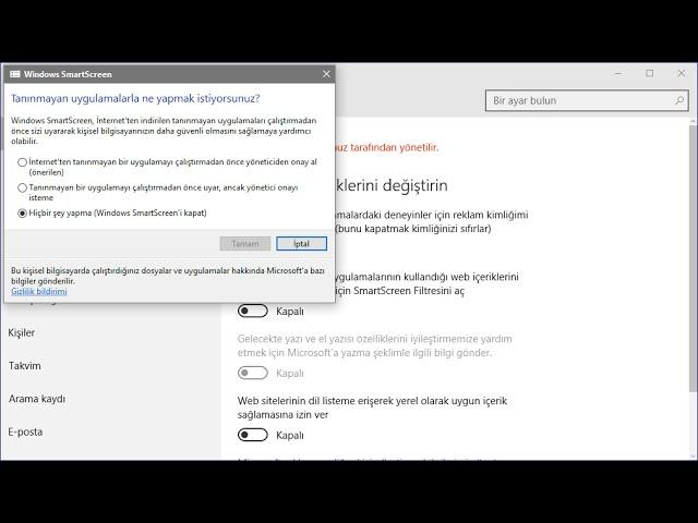 Windows 10 SmartScreen Kapatma (Videoyu İzlemeden Önce Açıklama Bölümünü Okuyun)