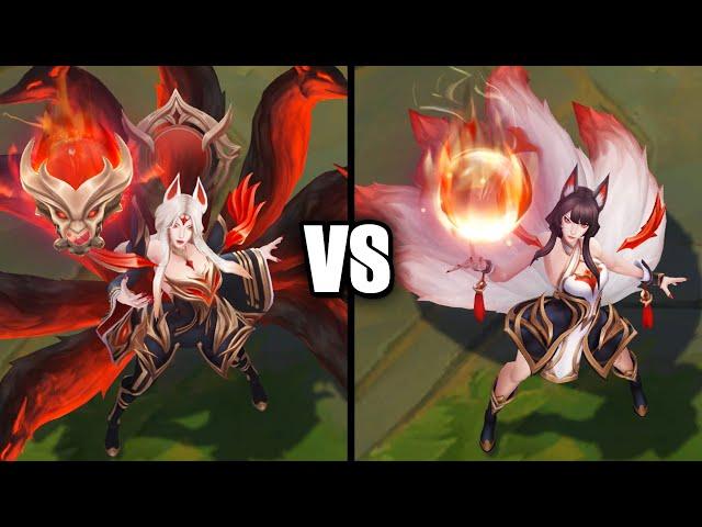 Immortalized Legend Ahri vs Risen Legend Ahri Skins Comparison (League of Legends)