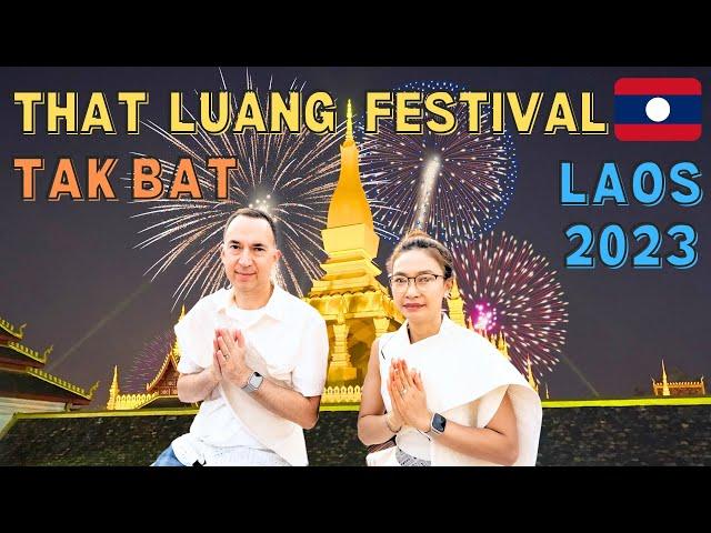 Fireworks at That Luang + Tak Bat (give alms) Vientiane Laos  on DJI Pocket 3