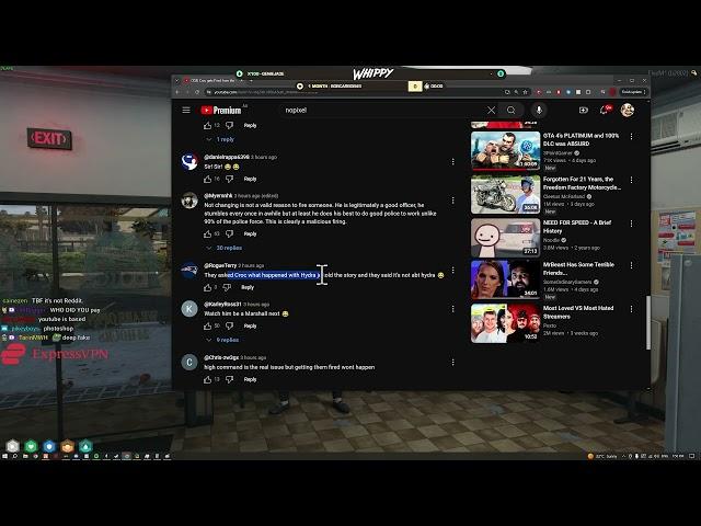 Whippy Reacts to YT Comments about Croc gets Fired | Nopixel 4.0