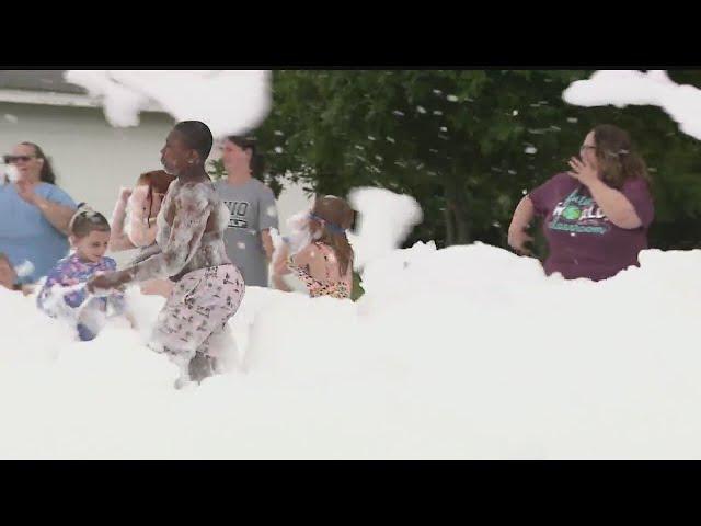 Year-round schoolers have foam party