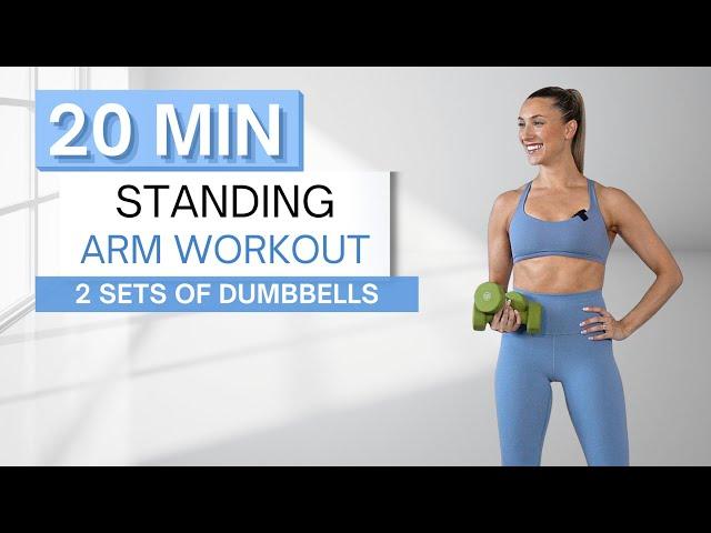 20 min STANDING ARM WORKOUT | Plus Barre Arms | 2 Sets Of Dumbbells | No Planks or Pushups