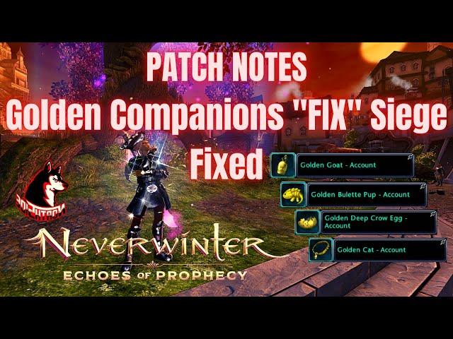Neverwinter Mod 21 - PATCH NOTES Golden Companions "FIX" Siege & SH Guards Fixed Northside