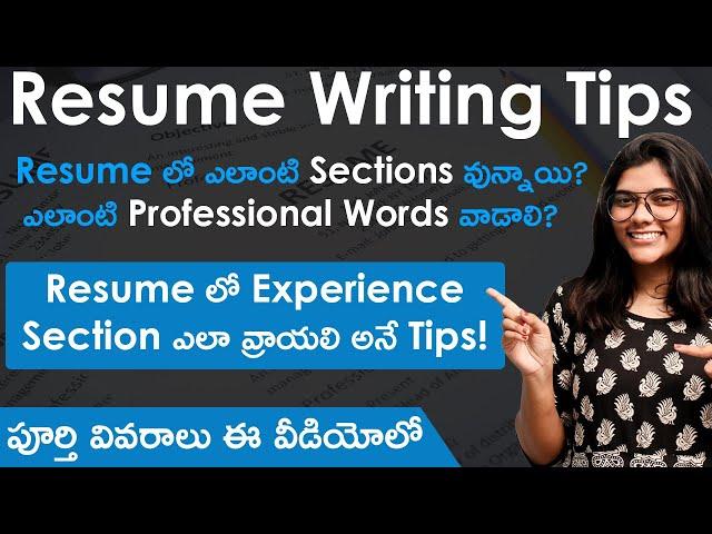 Elements in a Resume Explained in Telugu | Experience Section | Resume Writing Tips in Telugu