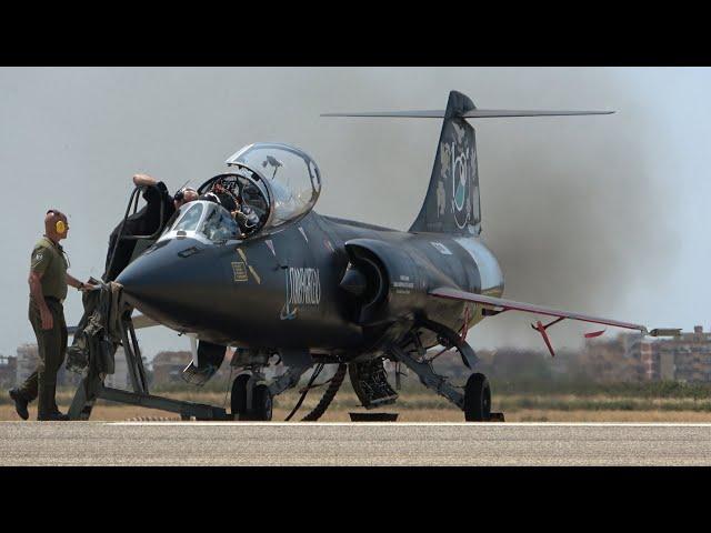 4Kᵁᴴᴰ Lockheed TF-104G-M Starfighter "Black Beauty" J-79 Engine Test Run with LOUD HOWL !!