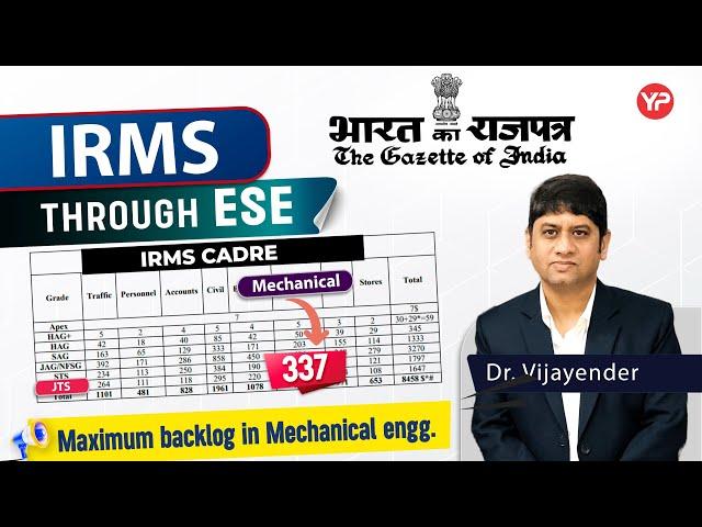 Maximum backlog in Mechanical engineering | IRMS ESE Recruitment 2025