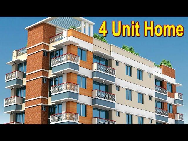 ৪ ইউনিট বাড়ির প্লান ৪ কাঠা জমিতে | 4 Unit Home Plan on 4 khata | Best 4 Unit Building plan design