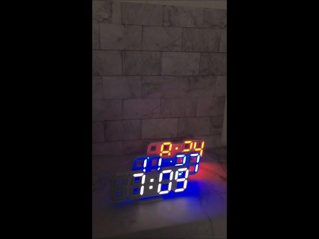 3D Digital Alarm Clock with white, red and blue  LED color #Unboxing