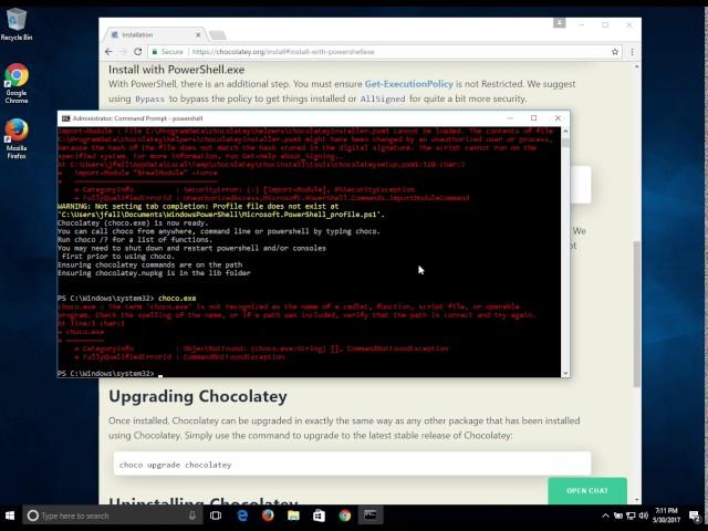 Install Chocolatey on Windows 10 with an Admin Powershell