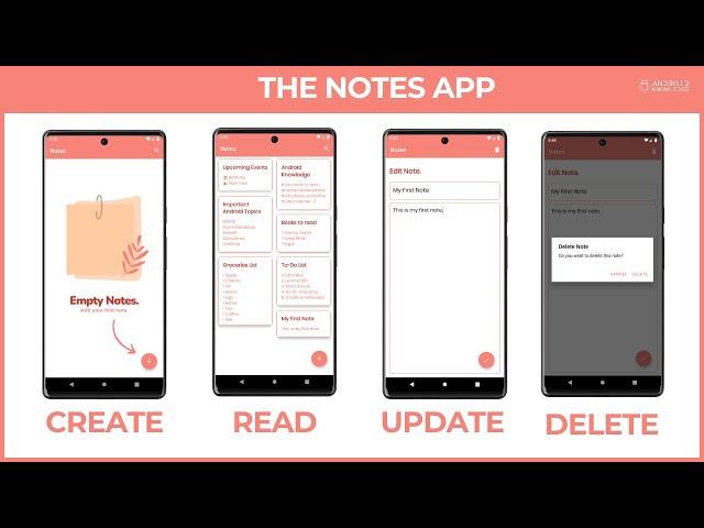 The Notes App (MVVM + ROOM Database) in Android Studio using Kotlin | CRUD