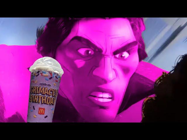 Miguel drinks the grimace shake