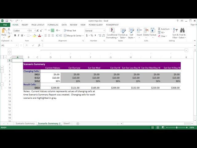 How to Use Excel Scenario Manager