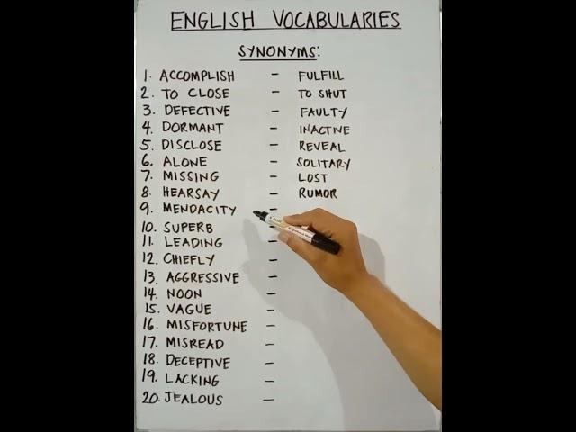 ENGLISH VOCABULARY: Synonyms