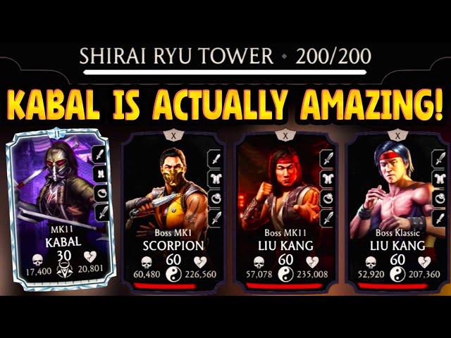 MK Mobile. MK11 Kabal is INCREDIBLE Boss Killer. My Shirai Ryu Tower 200 Reward!