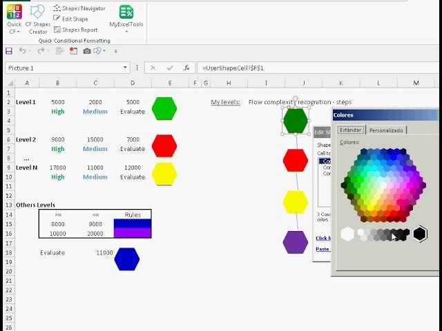 How to  add Conditional Format to Shapes in Excel and edit rules