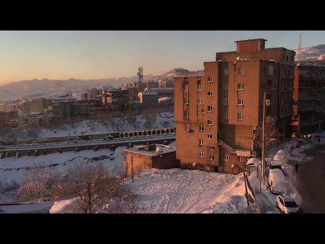 Şırnak’ta karlı bir havadan sonra gün batımı.