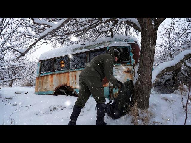 An old abandoned van saved me from the rain.  Solo overnight. ASMR Day 3