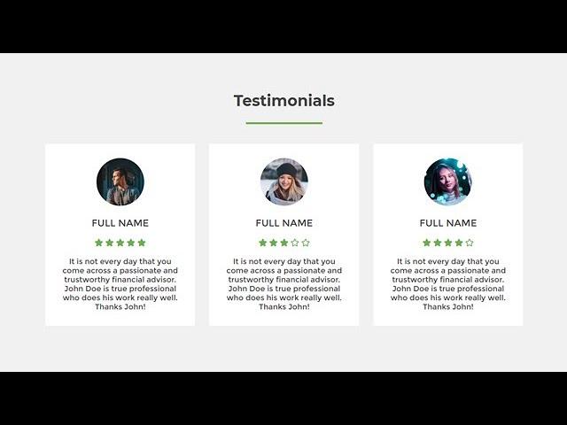 Responsive testimonials section using only HTML & CSS