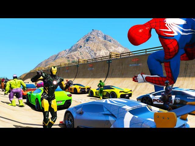 GTA 5: Epic Superhero Ramp Challenge! Awesome Jumps & Explosions Spiderman Spider-Man & Friends!