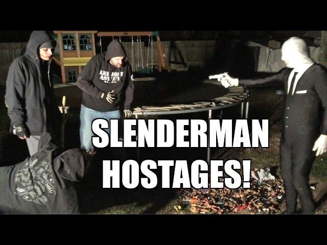 SLENDERMAN MINION UNMASKED! Backyard Wrestling Match Hostage Situation!