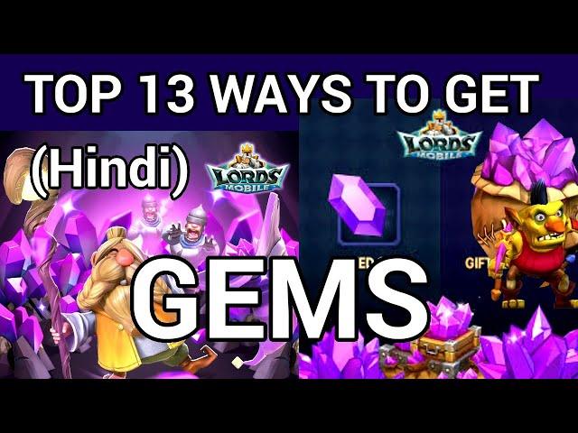 [Hindi] How to get GEMS for FREE in Lords Mobile in HINDI | Ways to Get Gems -GameF1rst #lordsmobile